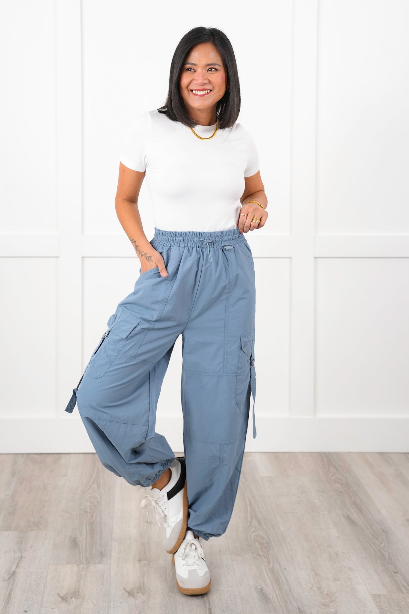 Elastic Waist Cargo Woven Jogger Pants