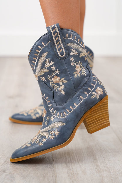 Corky's "Lets Go Girl" Embroidered Western Ankle Boot with Pointed Toe