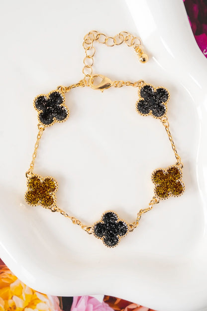 Mardi Gras Floral Link Bracelet with Colorful Charms