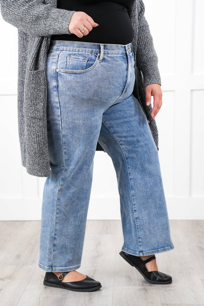 Special A High Rise Light Wash Cropped Wide Leg Jeans