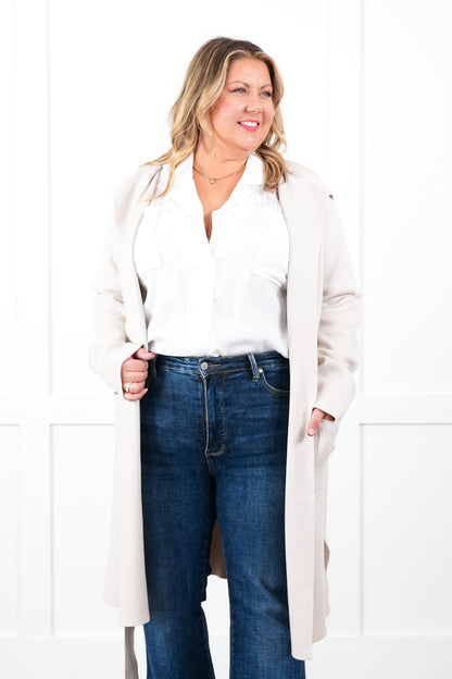 Solid Knit Long Sleeve Belted Cardigan