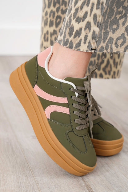 Double Stripe Platform Lace Up Sneaker