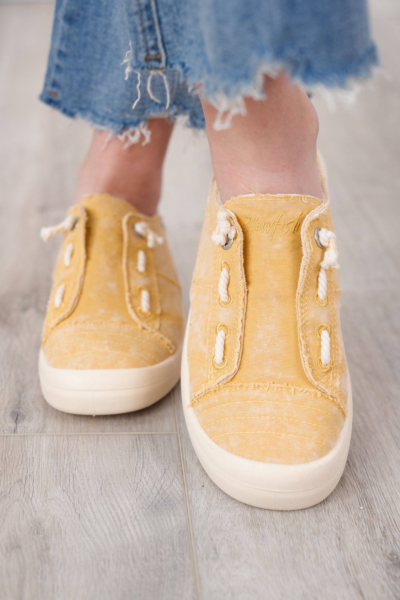 Blowfish Stitch Accent Sneakers with Distressed Edges