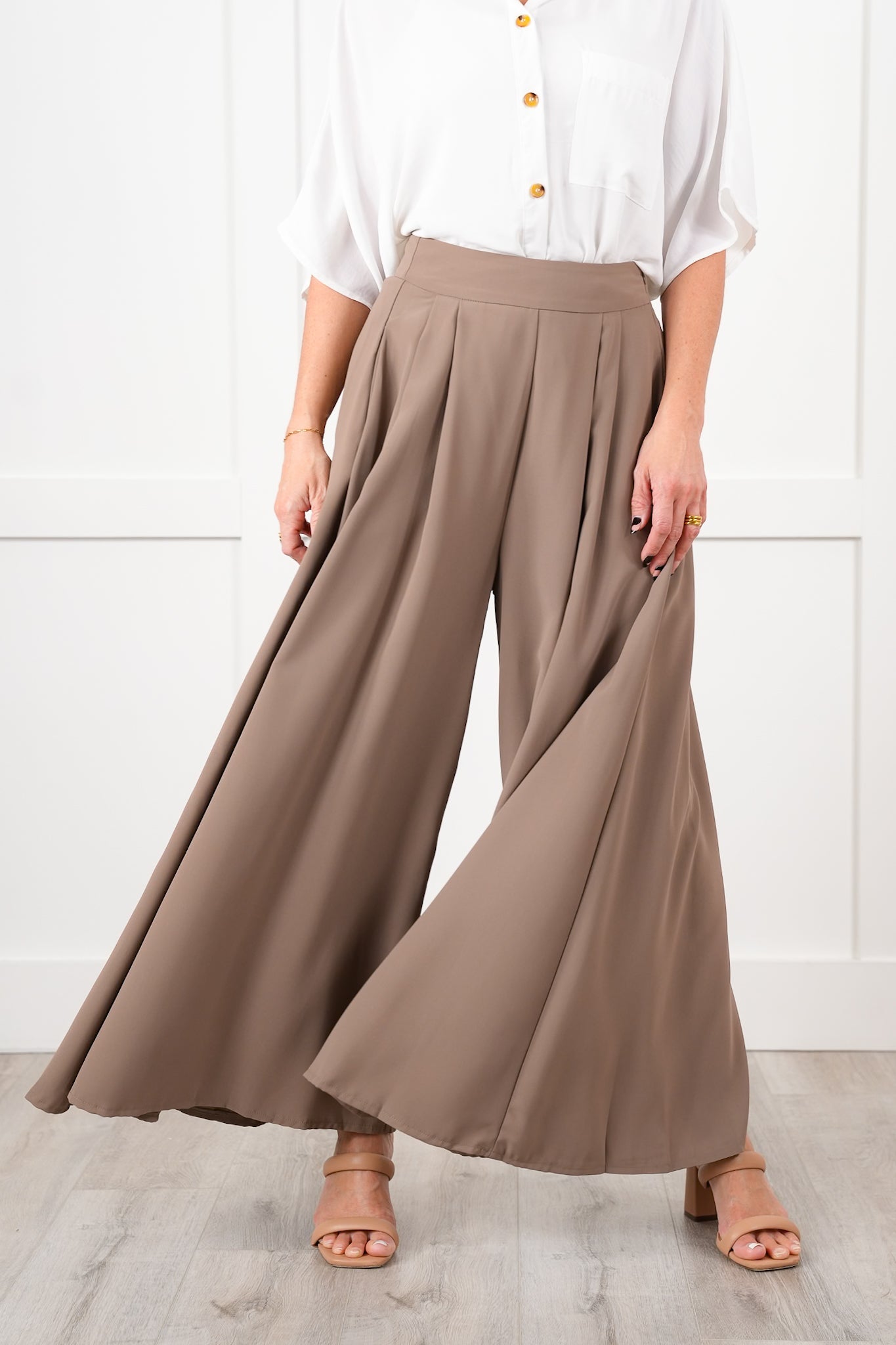 Pleated High Waist Wide Leg Pants