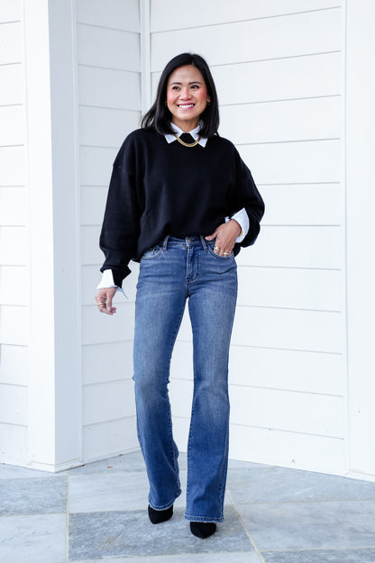 Judy Blue Mid Rise Dark Wash Thermal Bootcut Jeans
