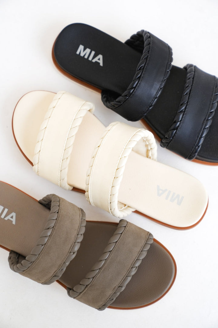 MIA Double Strap Slide Sandal with Rope Detailing