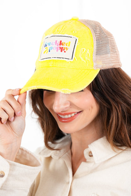 Freckled Poppy Distressed Trucker Caps