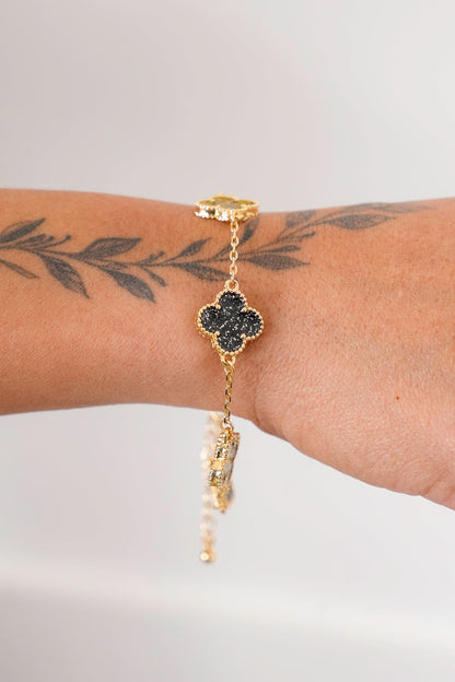 Mardi Gras Floral Link Bracelet with Colorful Charms