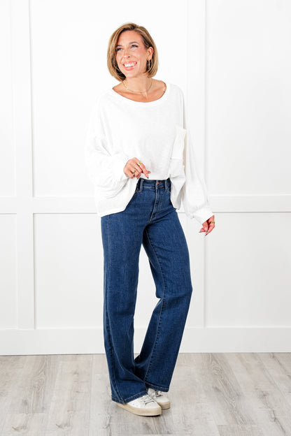 Judy Blue High Rise Medium Wash Vintage Wide Leg Jeans