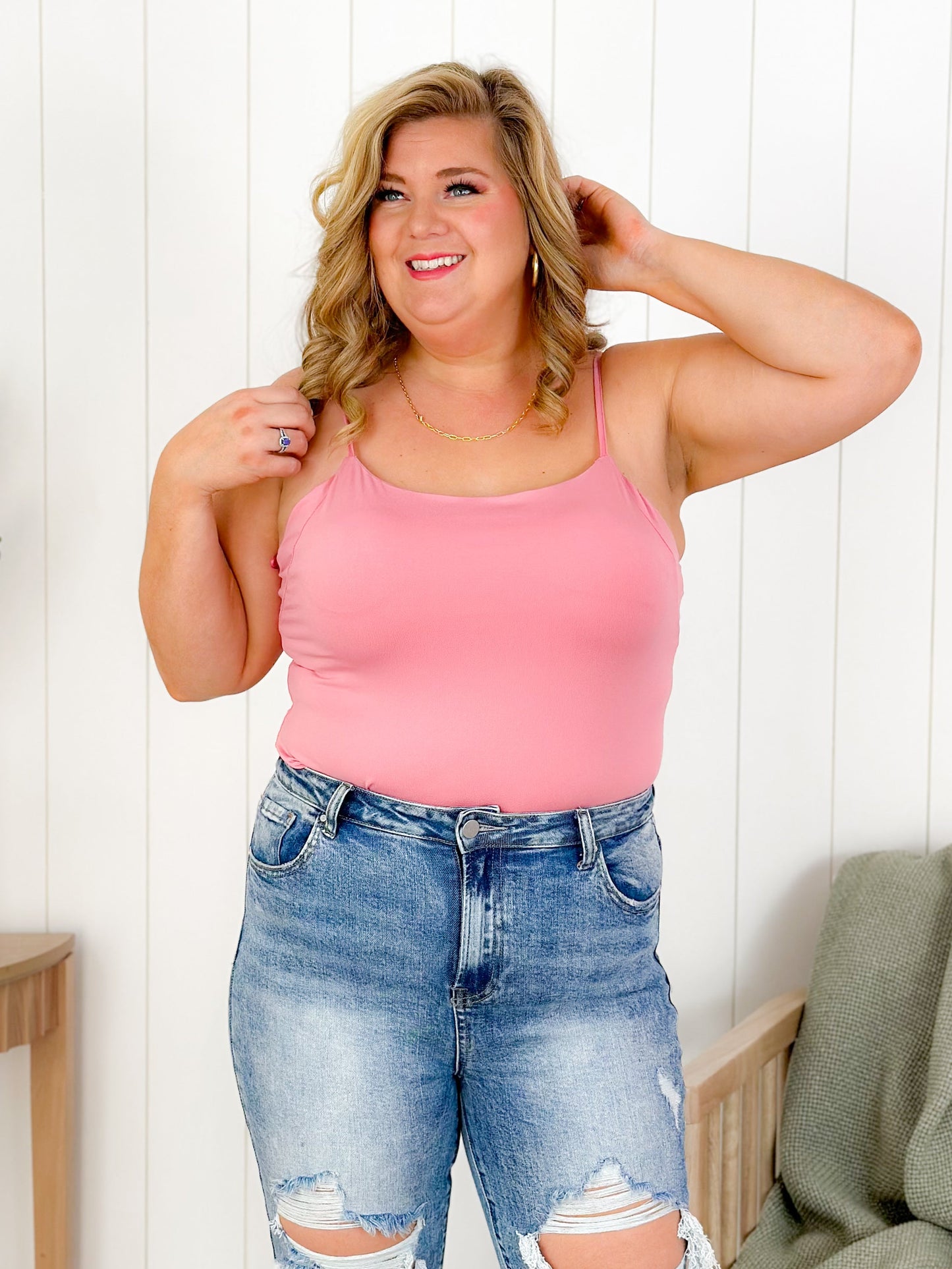 Sleeveless Bodysuit With Back Strap Detail (Multiple Colors)