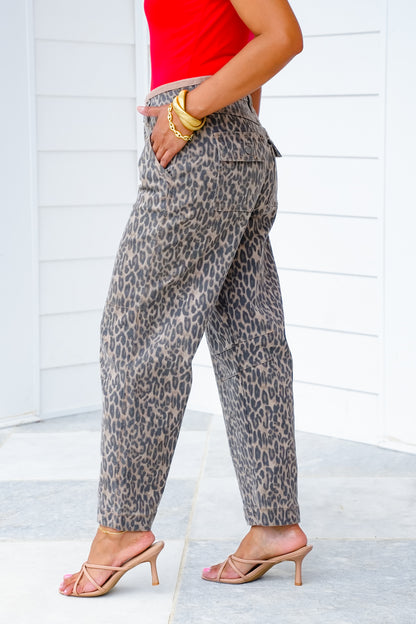 Risen Mid-Rise Cropped Relaxed Leopard Jeans