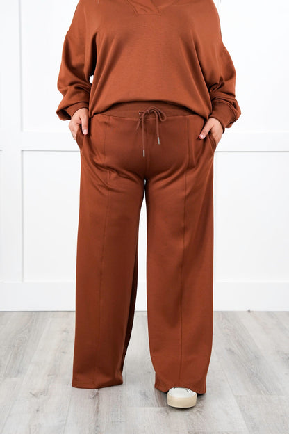 Plus/Reg Solid Soft Knit Elastic Waist Relaxed Pants with Side Pockets