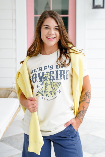 Plus/Reg Short Sleeve "Surf's Up Cowgirl" Graphic Tee