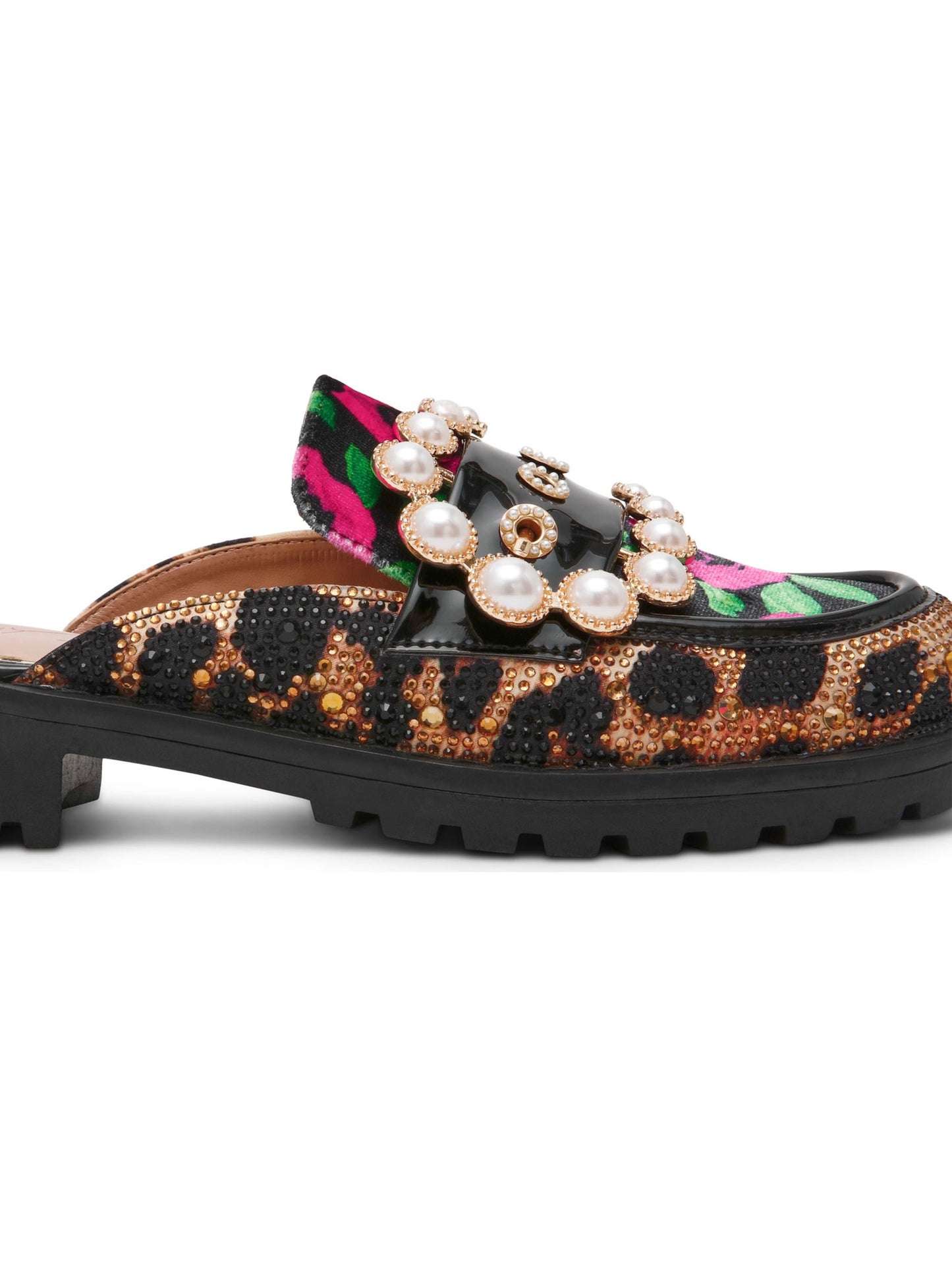 Betsey Johnson Embellished Leopard Platform Mule