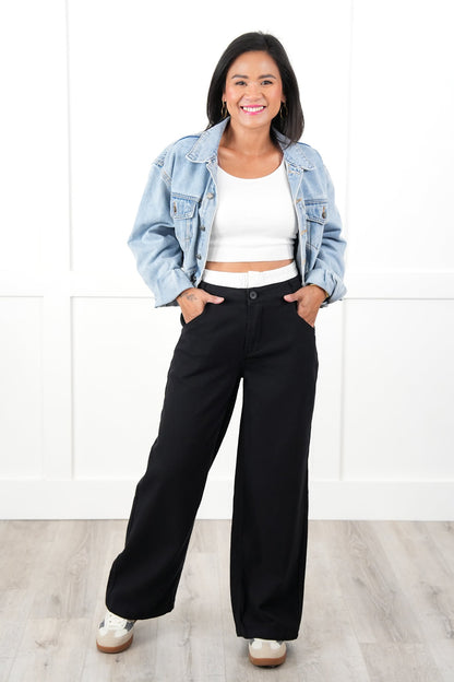 Mineral Wash Double Waist Band Pants