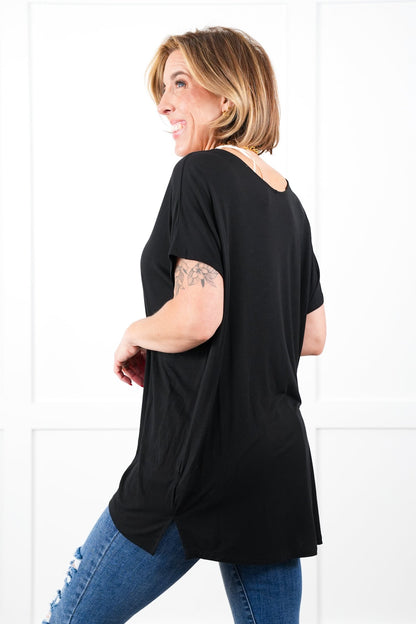 Solid Short Sleeve Scoop Neck Tunic Top (Multiple Colors)