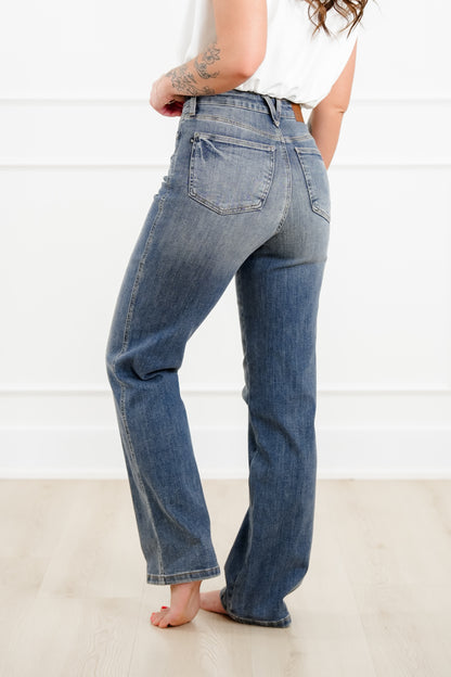 Judy Blue Keeping it Straight High Rise Medium Wash Tummy Control Straight Leg Jeans