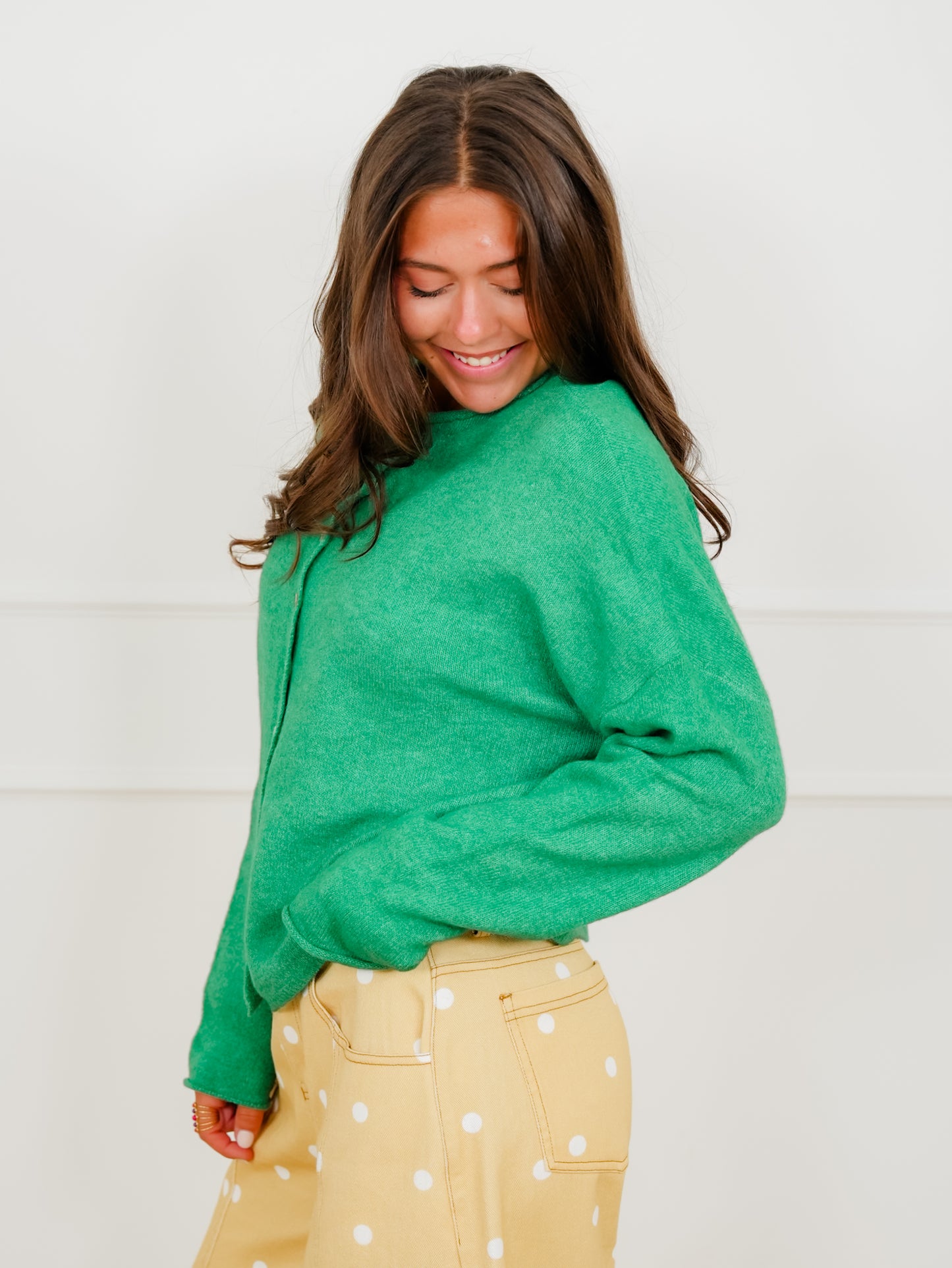Solid Long Sleeve Button Down Cardigan