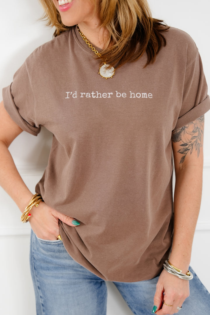 Plus/Reg Short Sleeve "I'd Rather Be Home" Graphic Tee