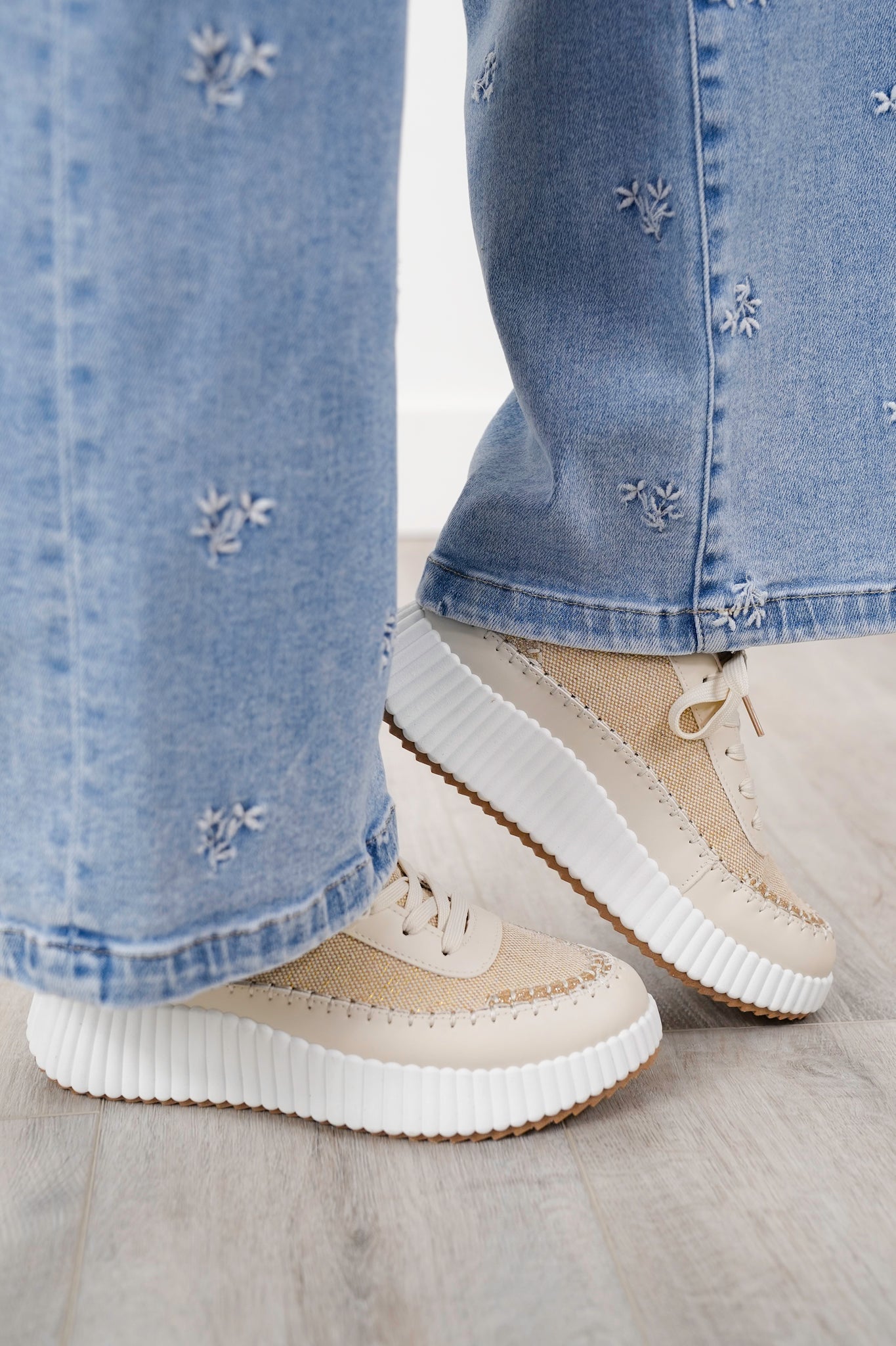 Color Contrast Low Top Platform Sneakers