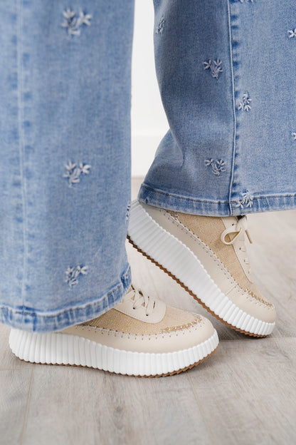 Color Contrast Low Top Platform Sneakers