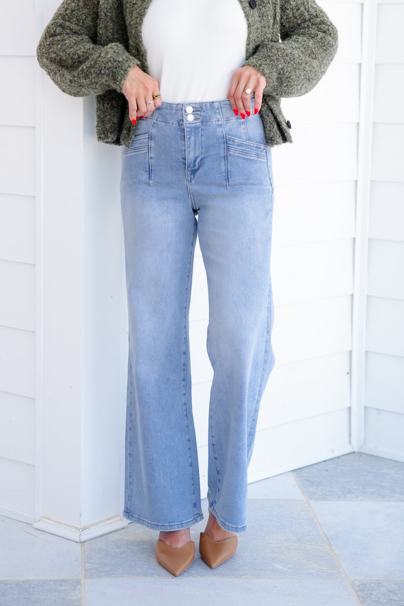 Mica High Rise Light Wash Wide Leg Jeans