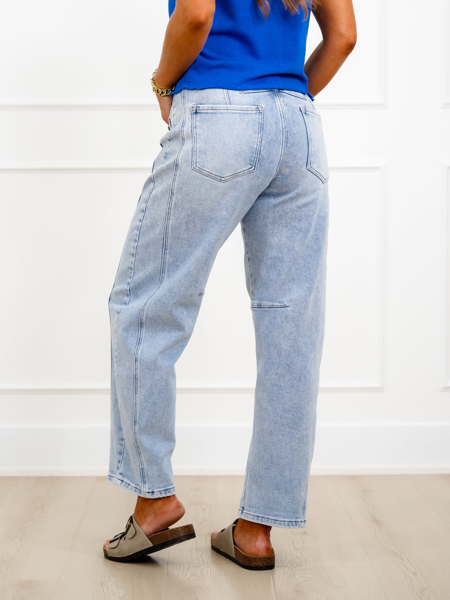 Restock! Risen The Hollis Light Wash Boyfriend Cuffed Barrel Jeans