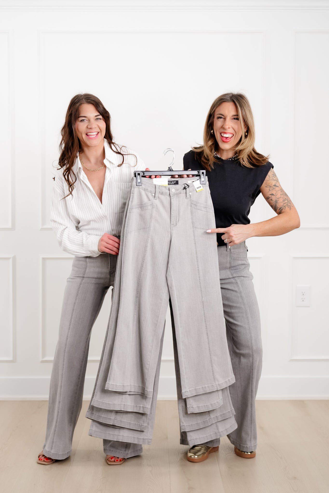 Judy Blue The Anastasia Multi Inseam High Rise Grey Retro Wide Leg Jeans