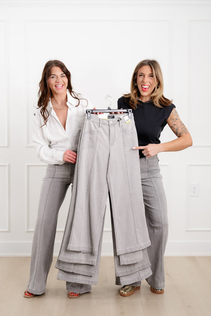 Judy Blue The Anastasia Multi Inseam High Rise Grey Retro Wide Leg Jeans