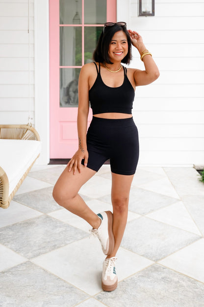 Ribbed Knit Cropped Tank Top and Short Set