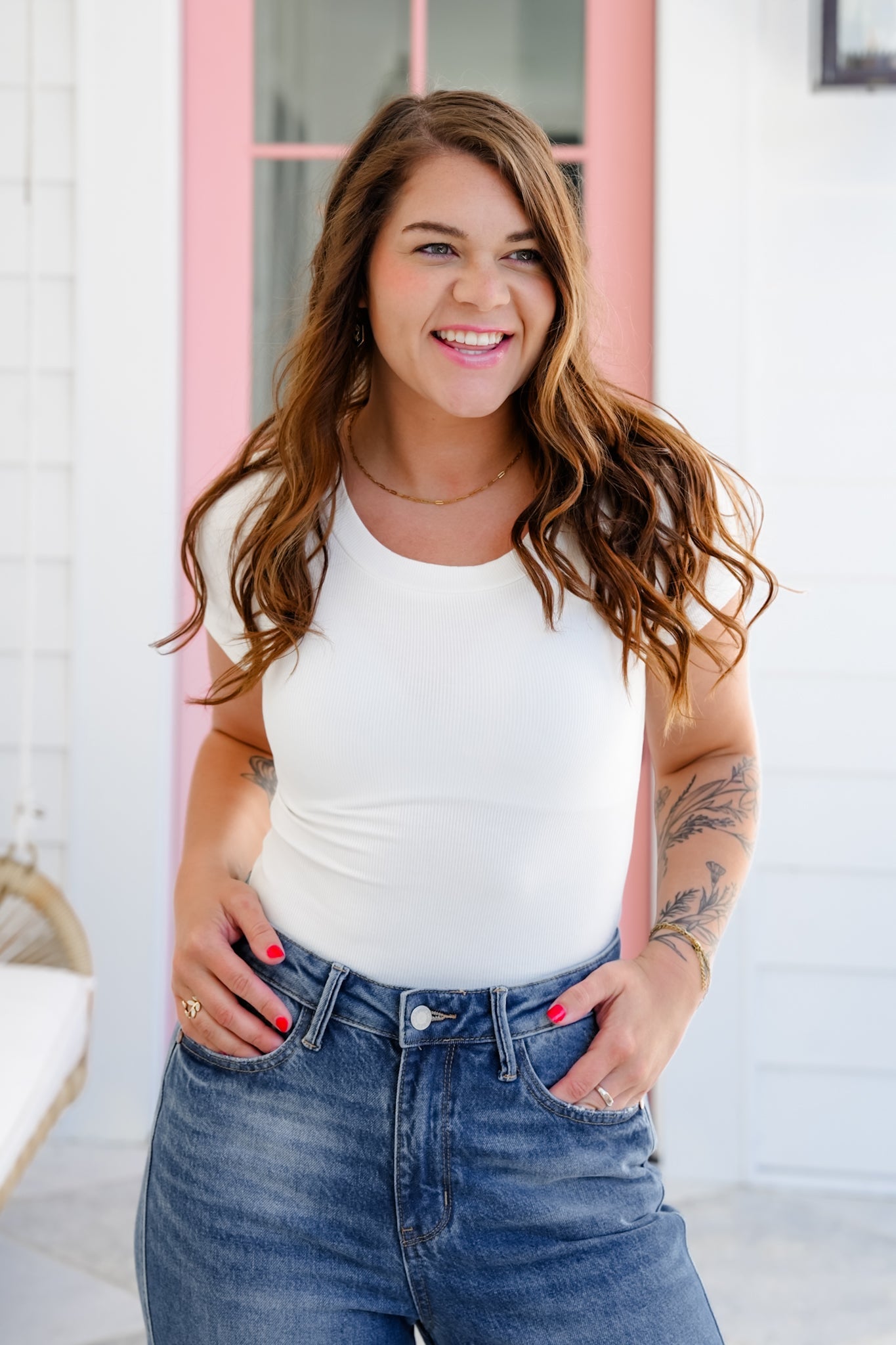 Short Sleeve Ribbed Knit Bodysuit