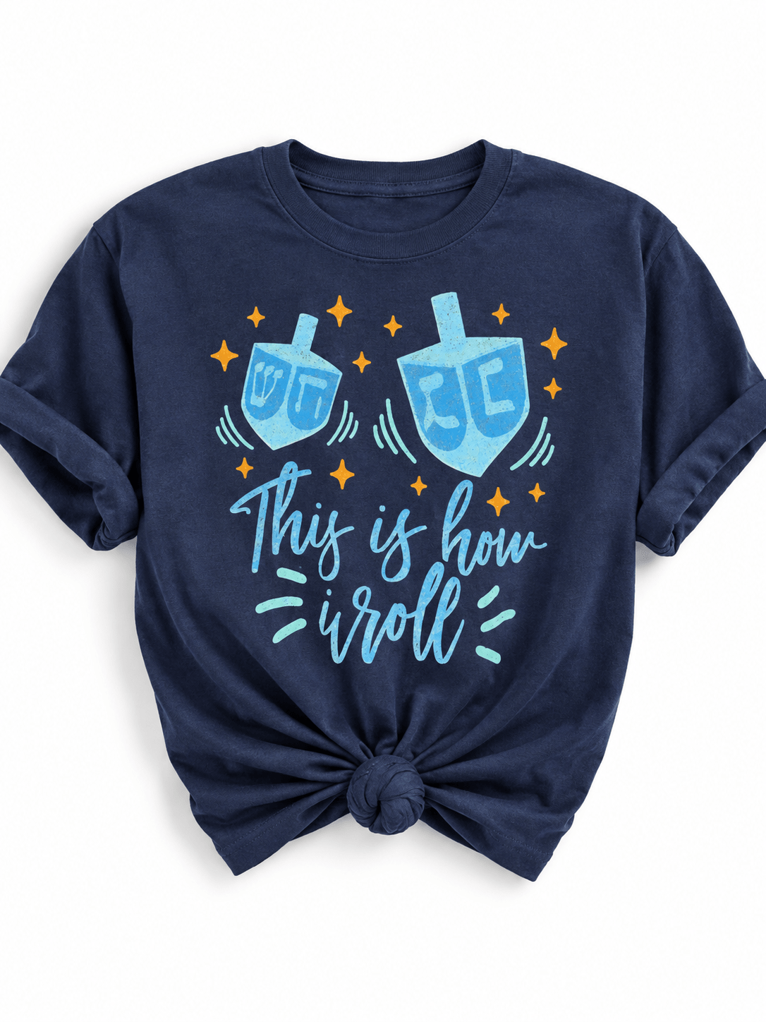 Plus/Reg Short Sleeve "This Is How I Roll" Hanukkah Graphic Tee - Freckled Poppy