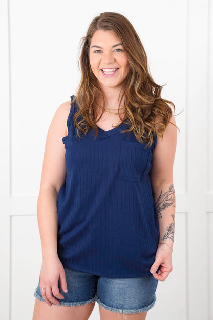 Door Buster! Plus/Reg Wide Ribbed V Neck Tank Top