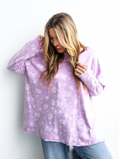Floral Long Sleeve Round Neck Top