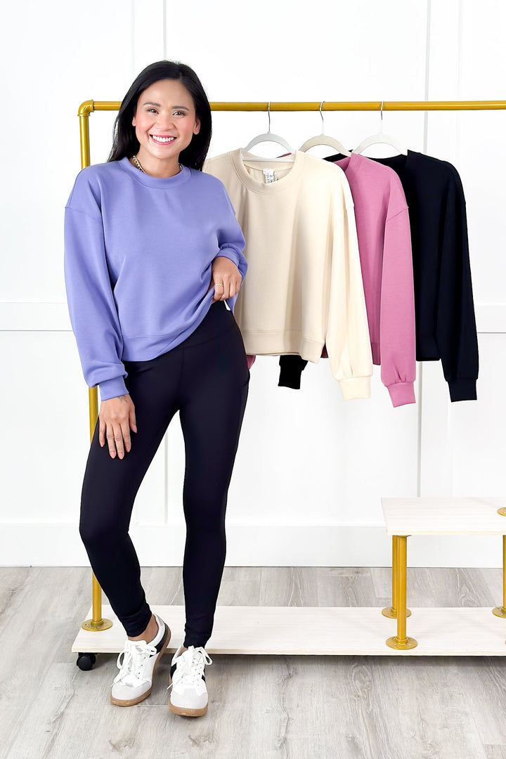 Door Buster! Solid Soft Scuba Long Sleeve Crew Neck Sweatshirt