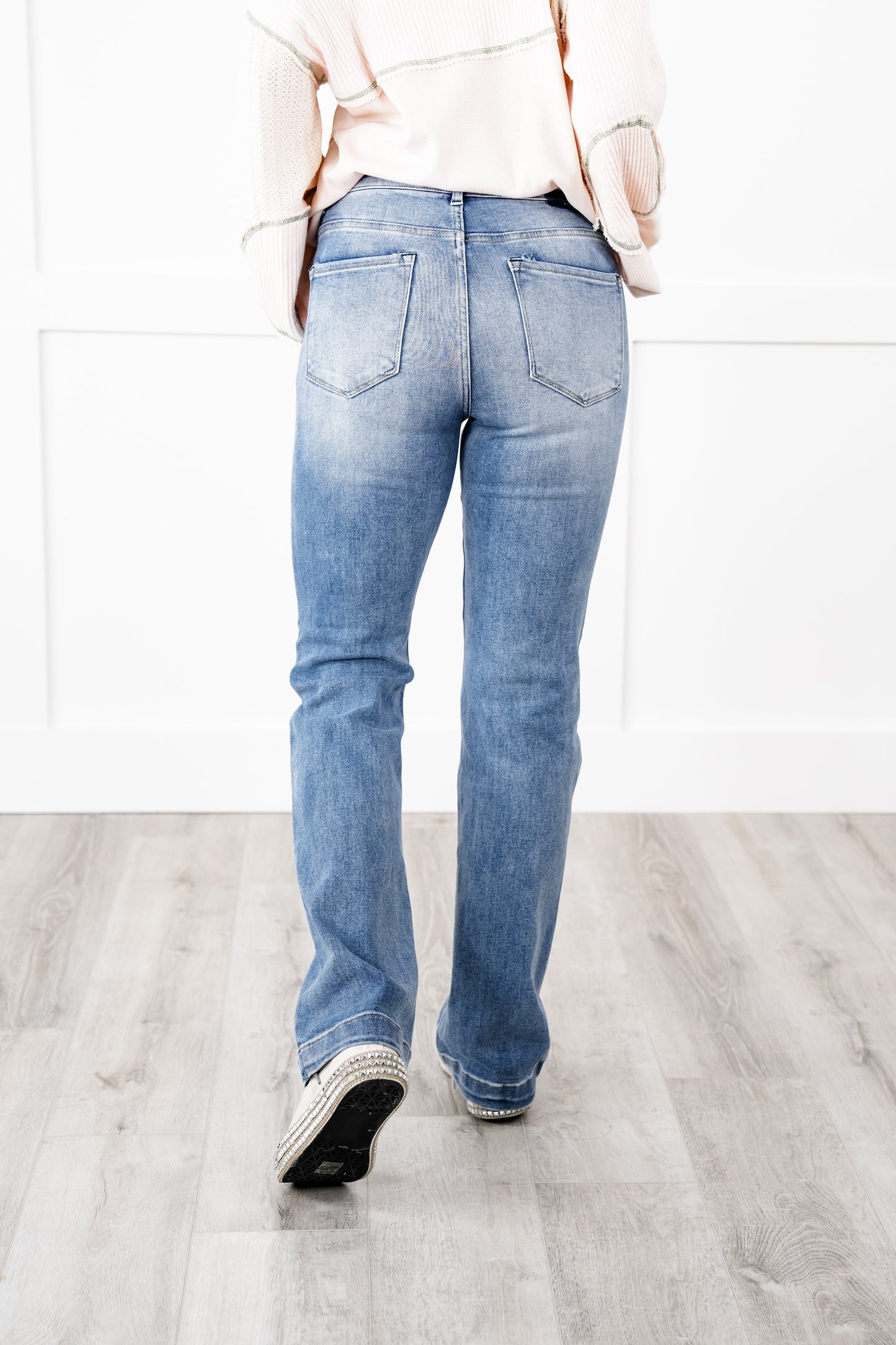 Risen Guilty As Sin Multiple Inseam High Rise Medium Wash Patch Pocket Straight Leg Jeans