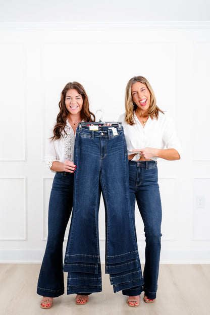 Judy Blue "The Sadie" Multi Inseam High Rise Dark Wash Trouser Flare Jeans