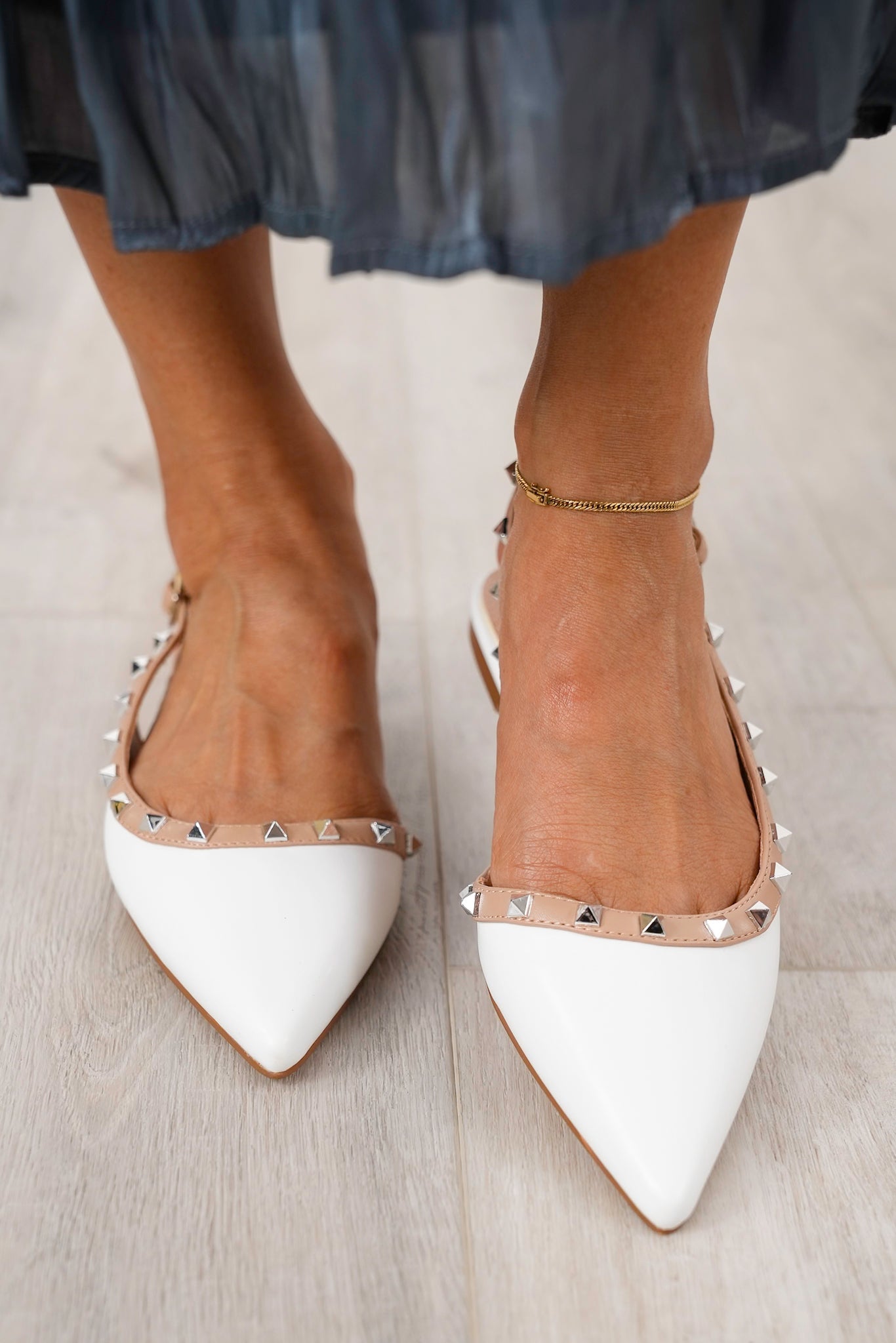 Restock! Studded Slingback Flat with Adjustable Ankle Strap