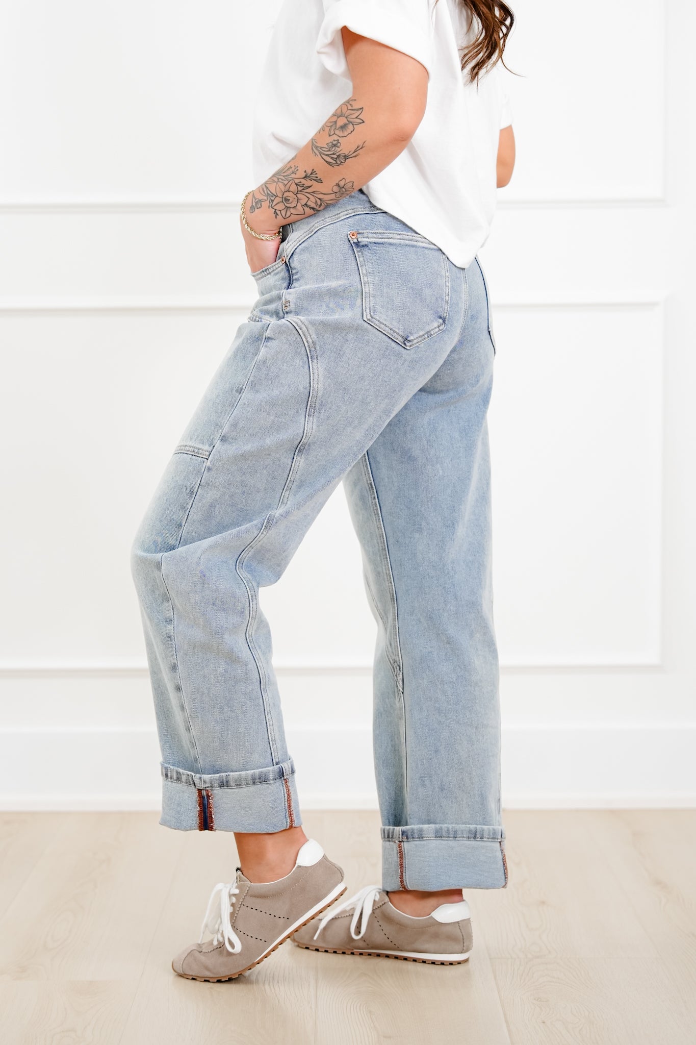 Restock! Saige High Rise Light Wash Barrel Jeans with Wide Cuff
