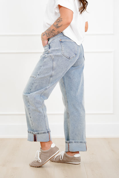 Restock! Saige High Rise Light Wash Barrel Jeans with Wide Cuff