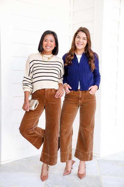 Risen High Rise Brown Corduroy Wide Leg Pants