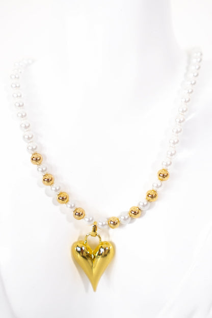 Treasure Jewels Pearly Teardrop Heart Necklace
