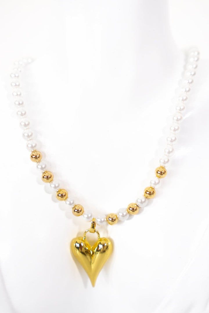 Treasure Jewels Pearly Teardrop Heart Necklace