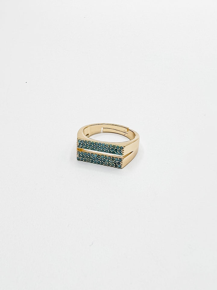 VH Giovanna Blue Rhinestone Gold Ring