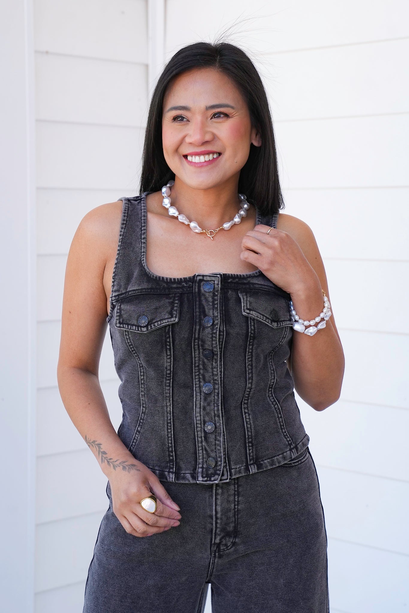 Plus/Reg Mineral Wash Button Down Vest