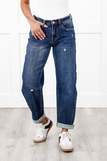 Lovervet Mid Rise Medium Wash Barrel Jeans