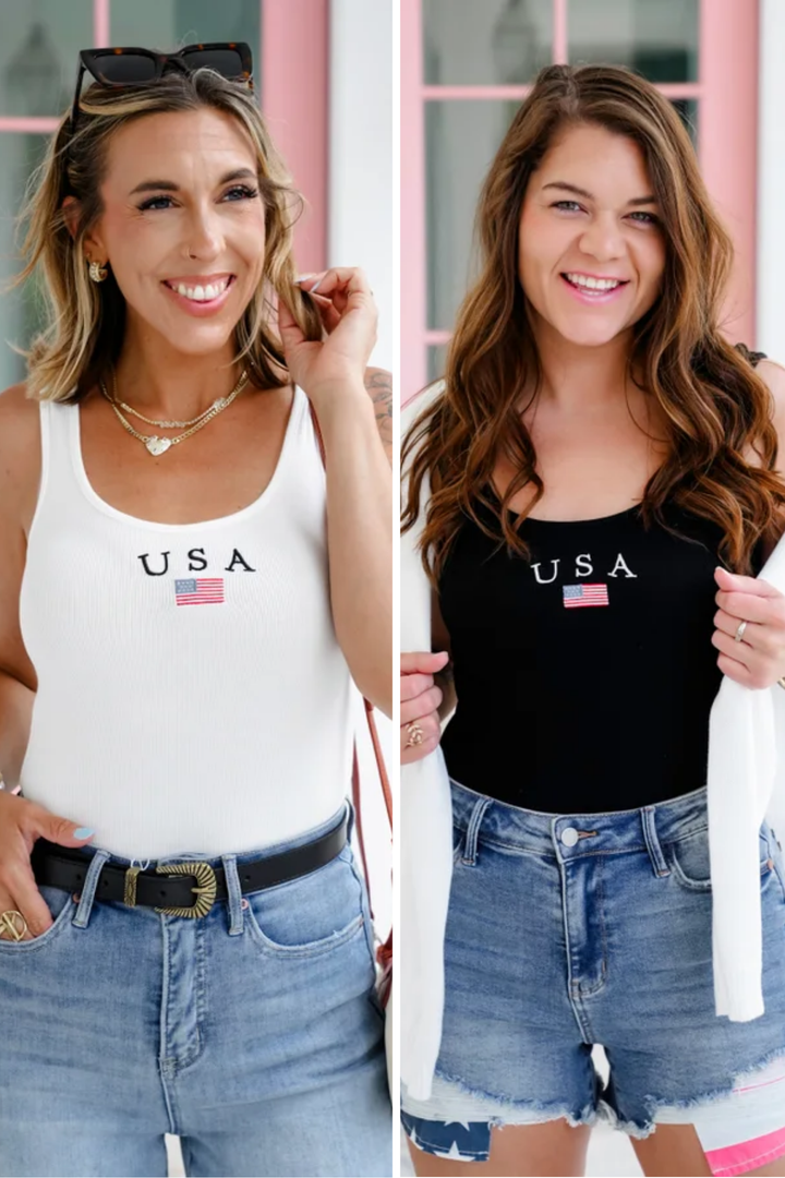 Sleeveless U-Neck "USA" Bodysuit
