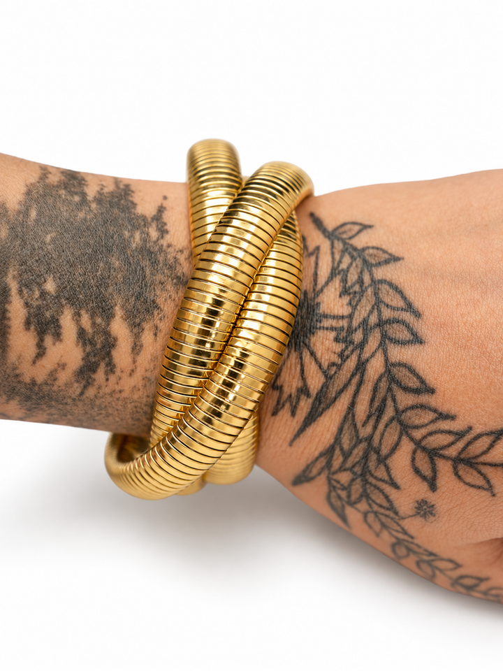 Golden Serpent Coil Bracelet