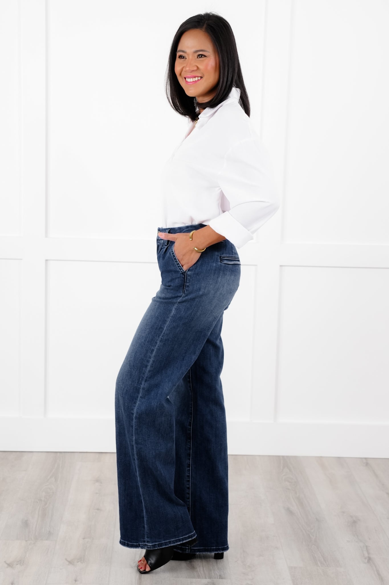 Mica High Rise Dark Wash Wide Leg Jeans