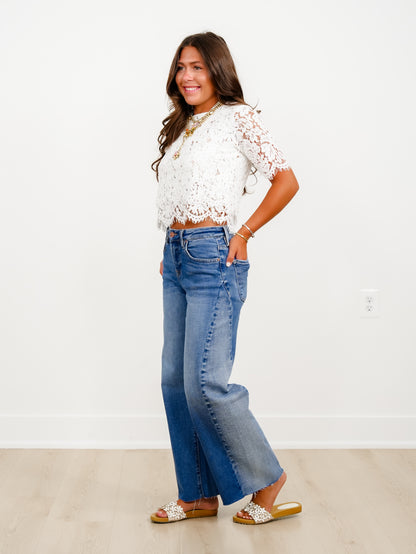 Risen High Rise Medium Wash Slouchy Barrel Jeans With Contrasting Wash